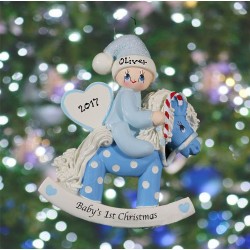 Rocking Horse First Christmas Blue